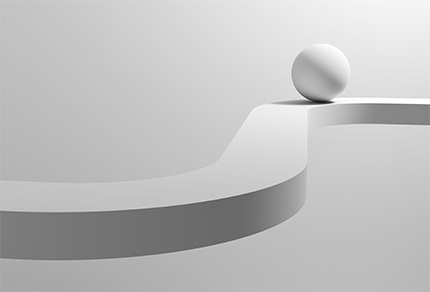 A ball rolling on a winding path.