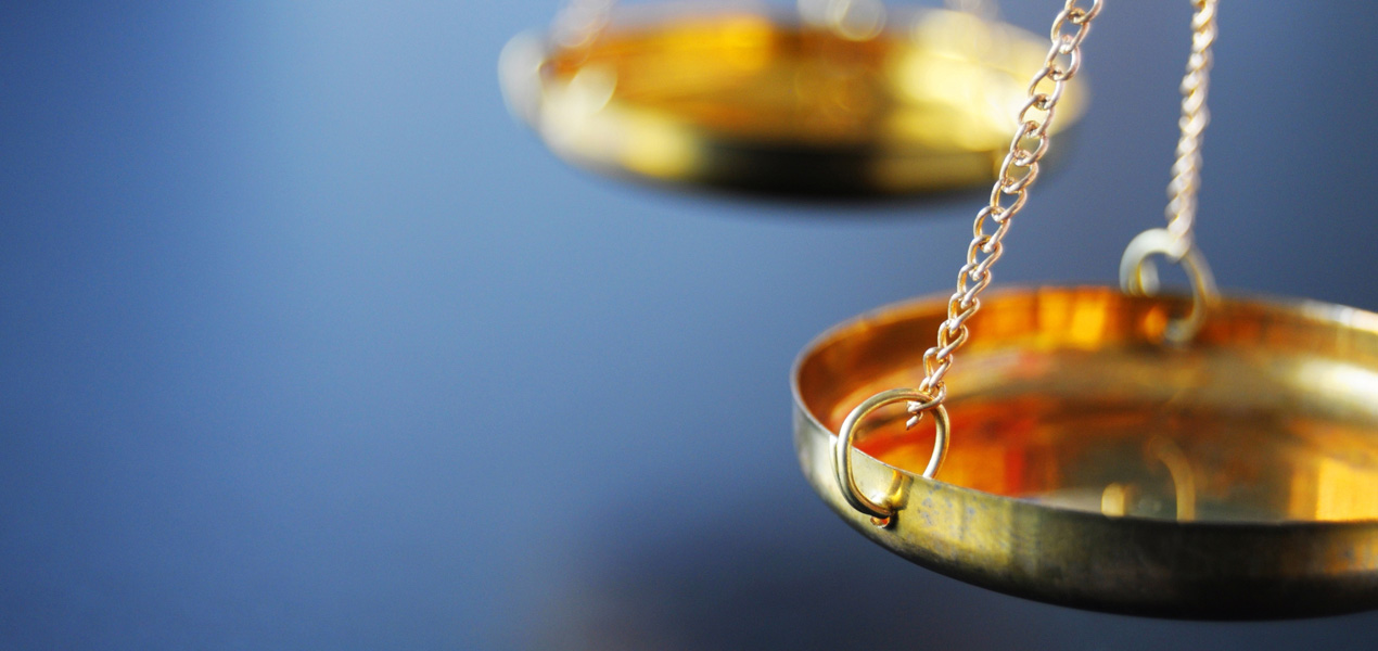 Close up of Scales of Justice.