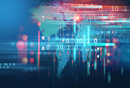 A digital illustration of technology and communications.