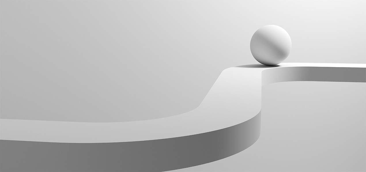 A ball rolling on a winding path.