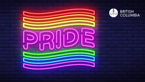 Pride flag in the style of a neon sign