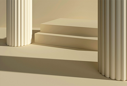 Two large pillars with a podium between them.